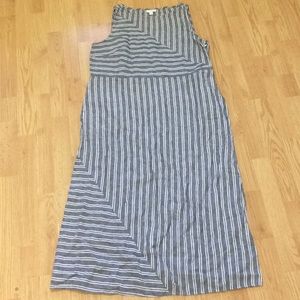J. Jill Love Linen Blue/White Striped Maxi Dress